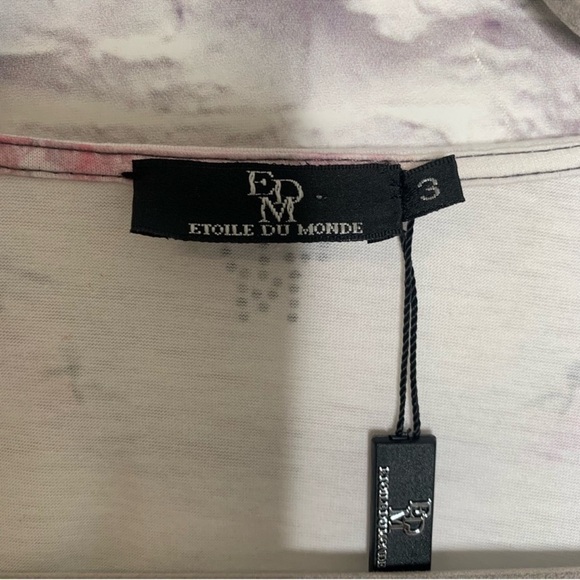 Etoile Du Monde Watercolor Scenic Tree Print V-Neckline Long Sleeve Top - Picture 8 of 12